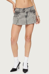 Vintage Washed Denim Mini Skort