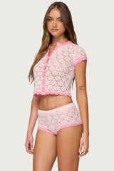 Elisa Open Knit Button Up Top