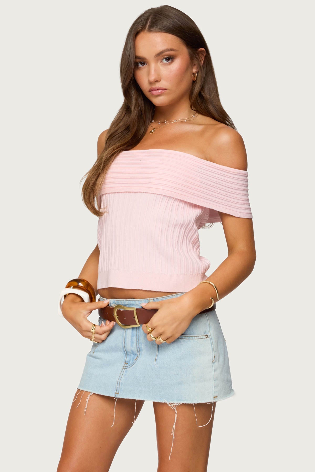 Blythe Ribbed Knit Fold Over Top