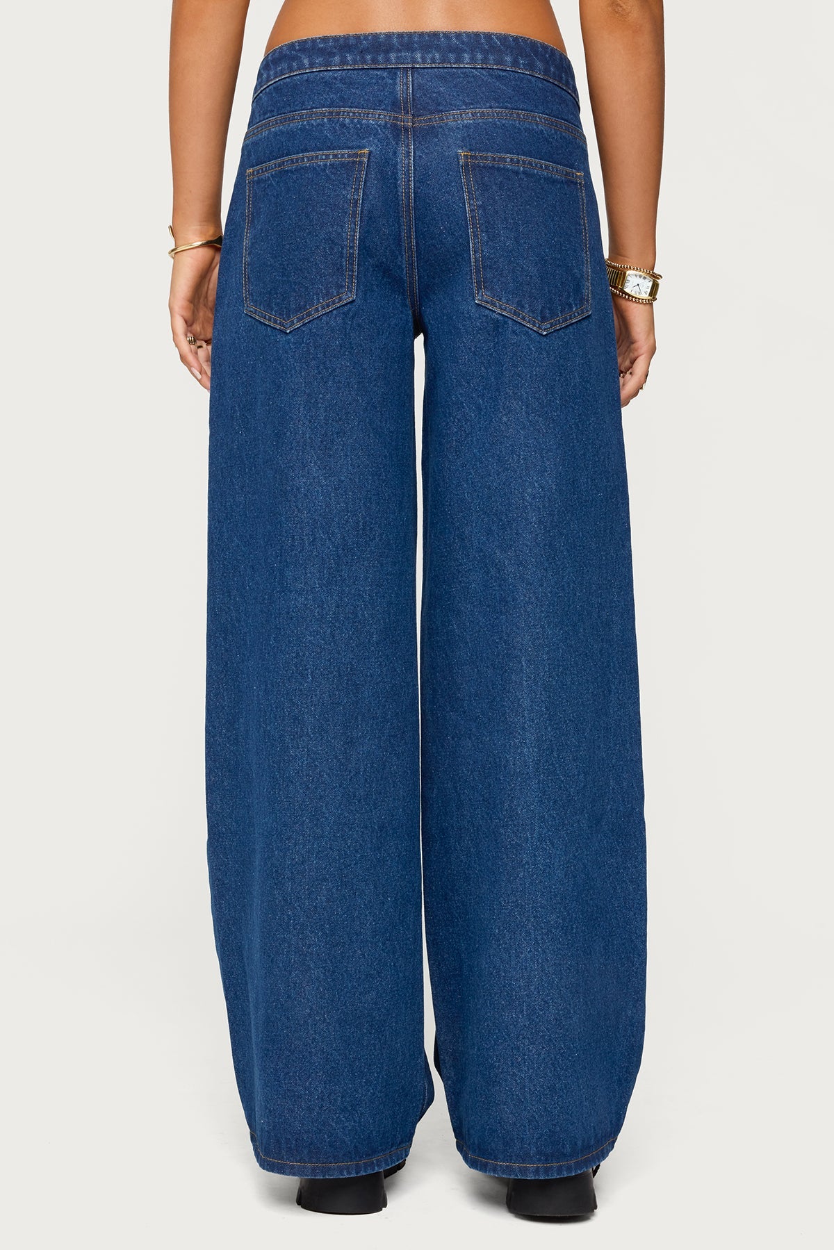 Edie Belt Detail Low Rise Jeans