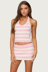 Kezia Striped Knit Halter Top