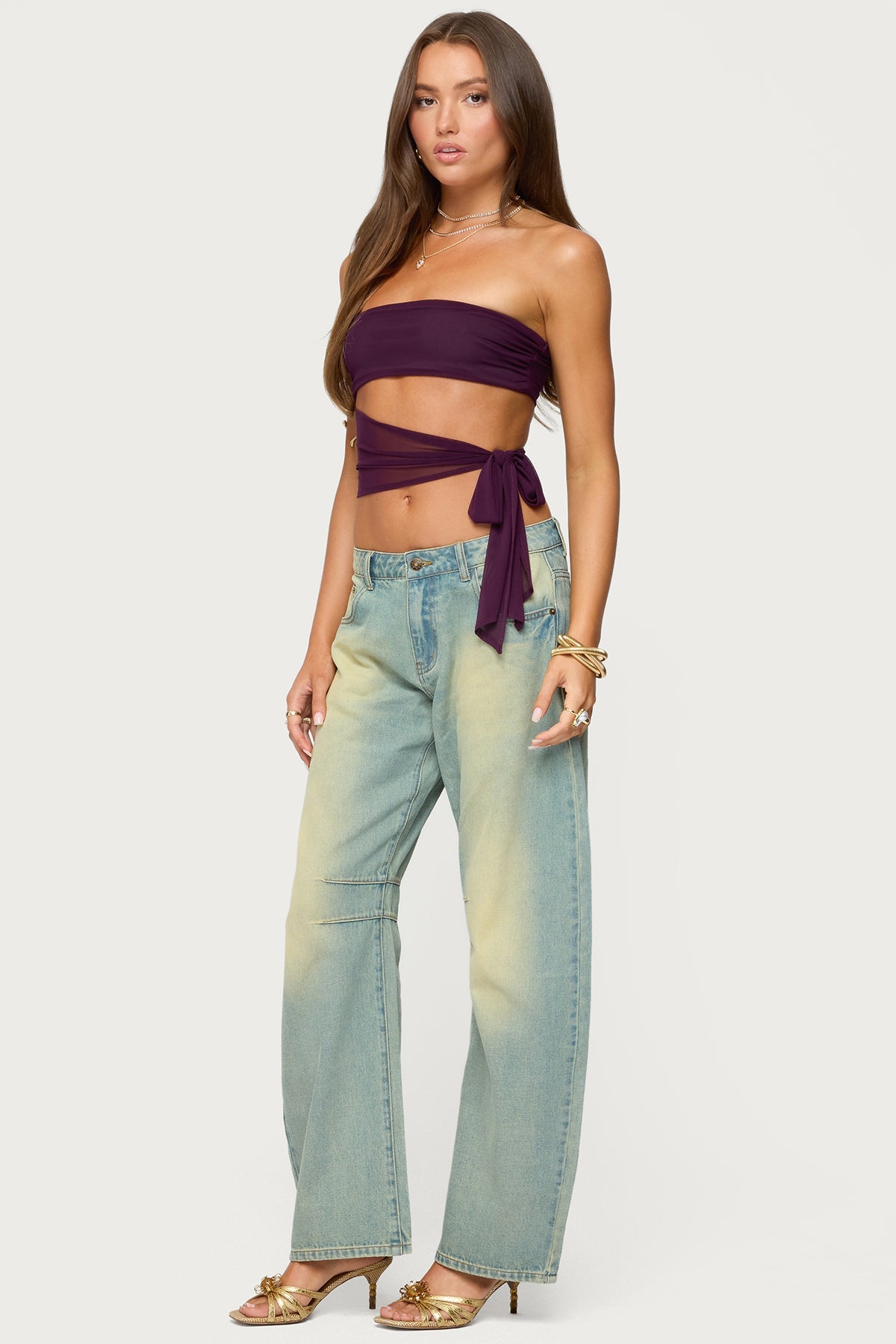 Cayden Low Rise Washed Barrel Jeans