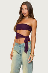 Amaro Strapless Side Tie Cut Out Top