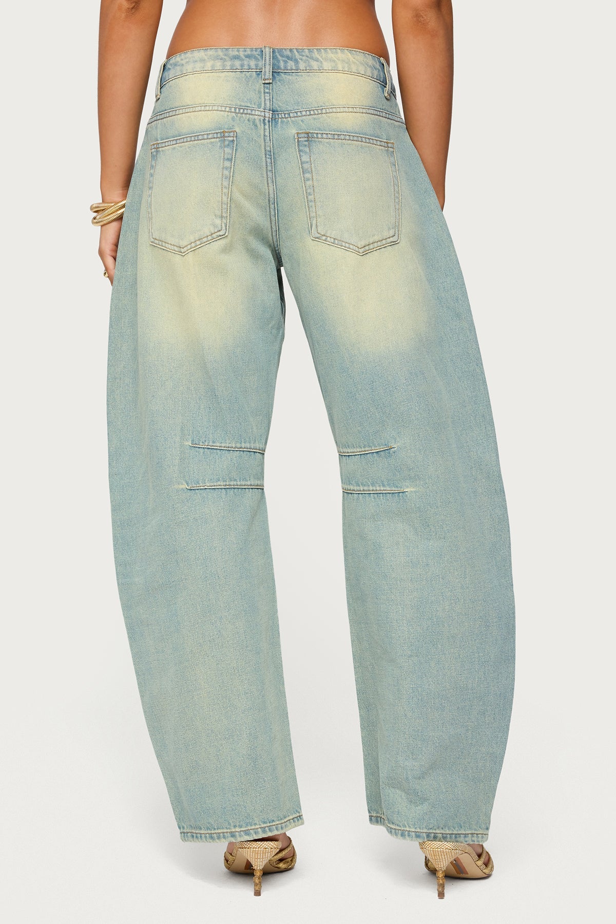 Cayden Low Rise Washed Barrel Jeans