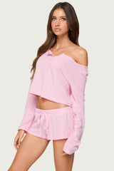 Teddy Cropped Waffle Top