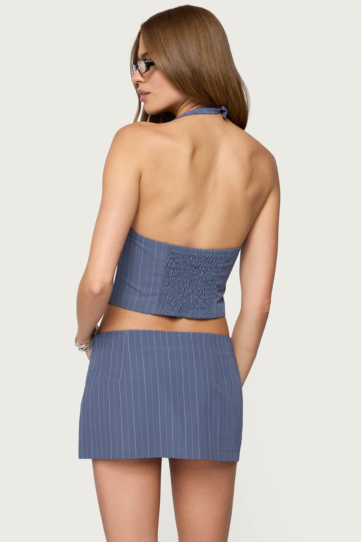 Frankey Pinstripe Button Up Halter Top