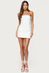 Textured Flowers Strapless Mini Dress