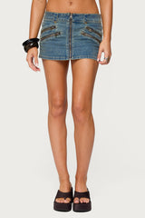 Ronan Zip Up Denim Mini Skort