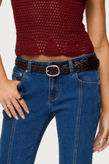 Woven Faux Leather Belt