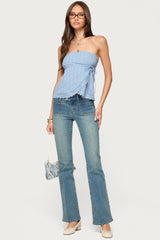 Narnie Striped Strapless Wrap Top