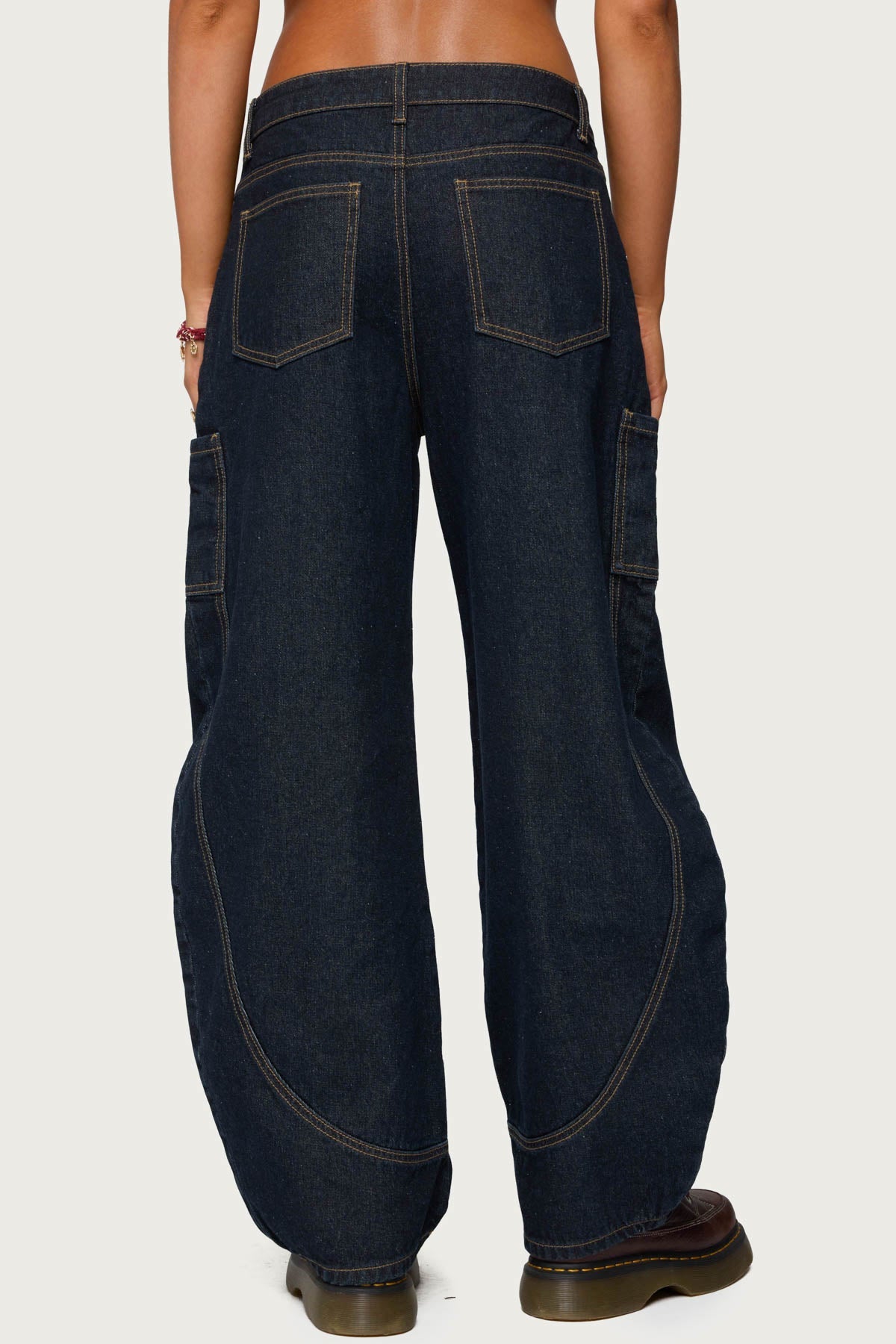 Aden Contrast Stitch Barrel Jeans