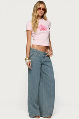 Stitch & Pleat Low Rise Jeans