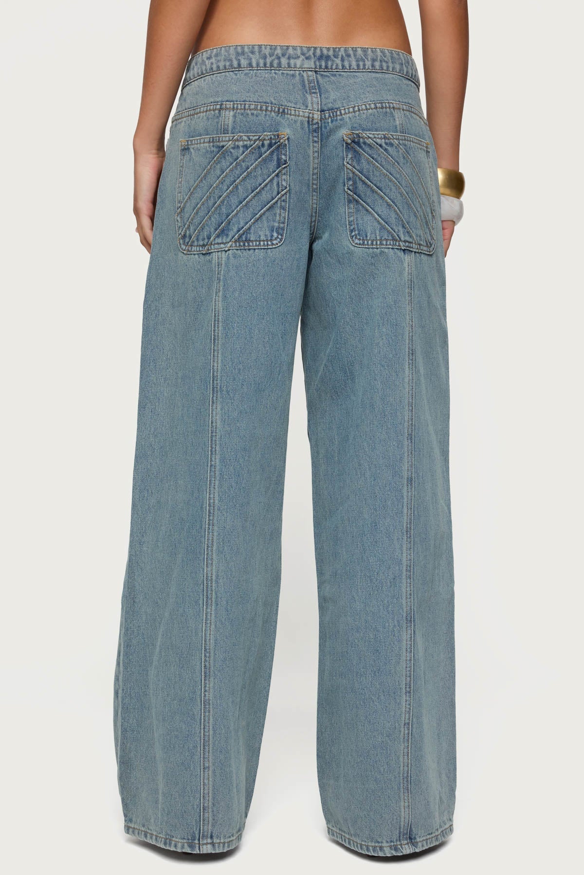 Stitch & Pleat Low Rise Jeans