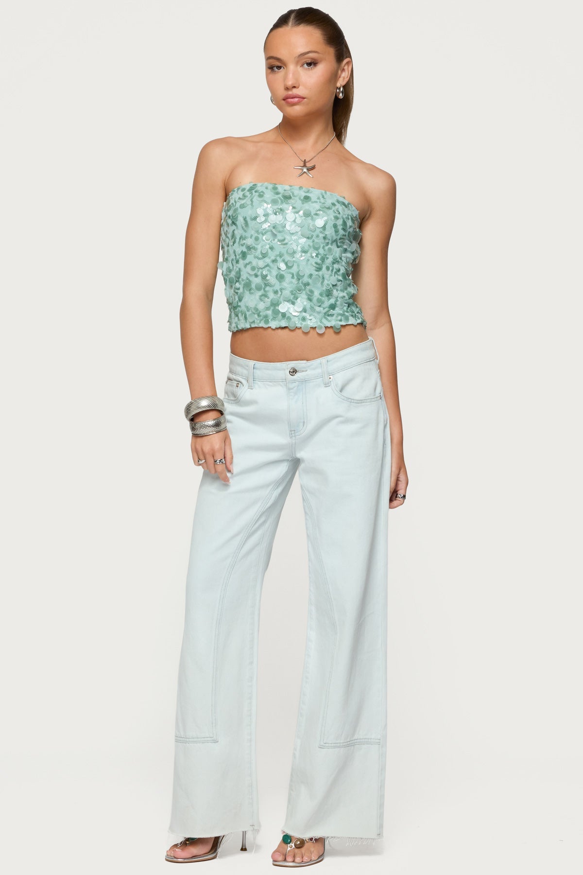 Brynn Sequin Strapless Top