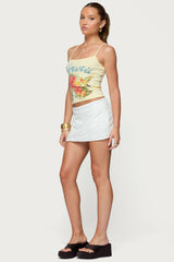 Textured Floral Eyelet Mini Skort