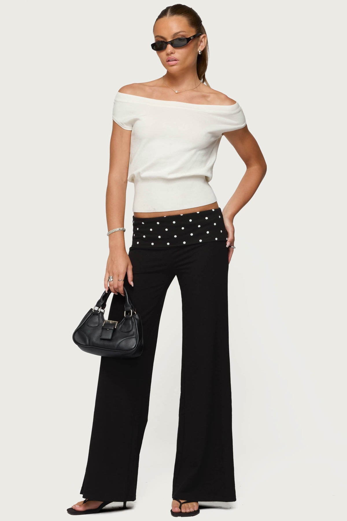 Reeva Polka Dot Fold Over Pants