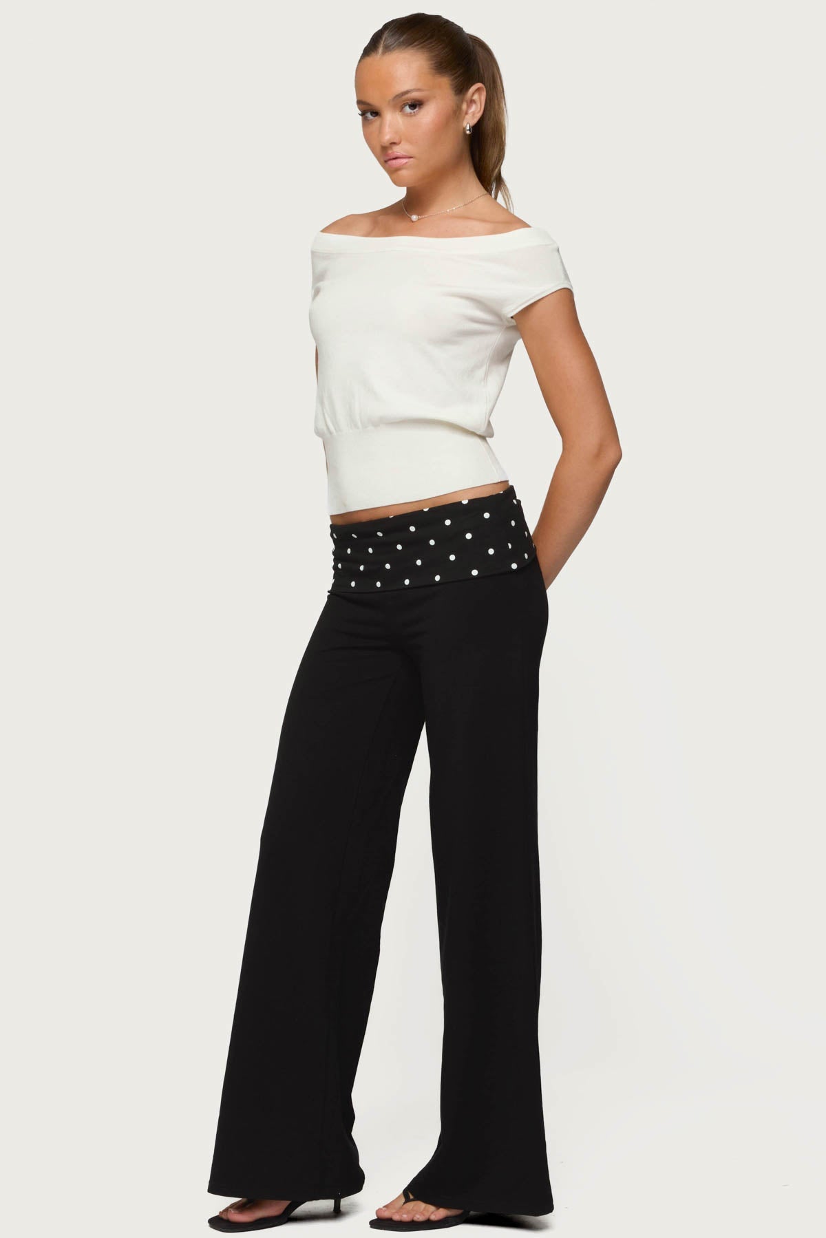 Reeva Polka Dot Fold Over Pants