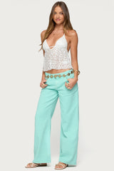 Meela Sequin Net Halter Top