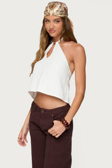 Oliviana Linen Look Halter Top
