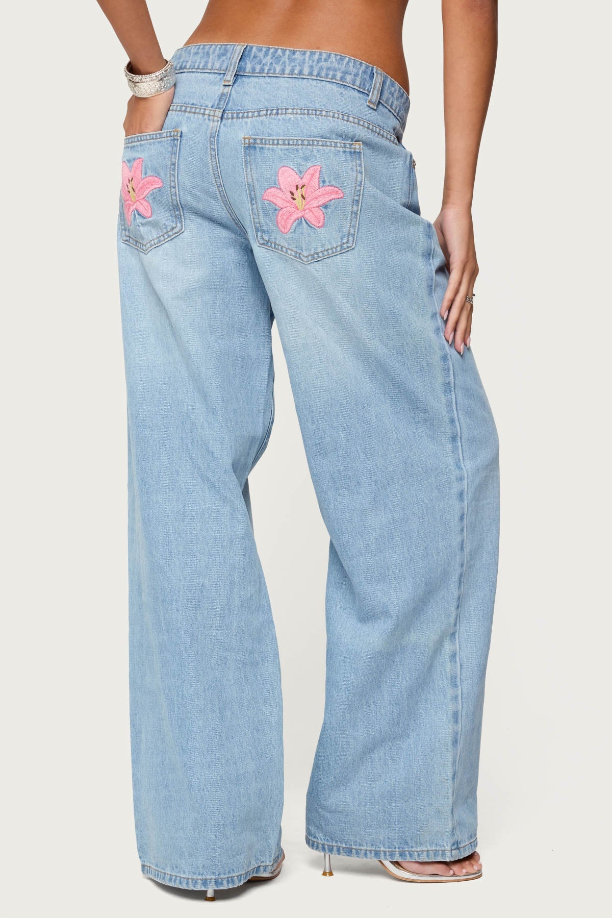 Mirra Embroidered Flower Low Rise Jeans