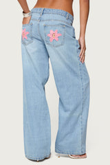 Mirra Embroidered Flower Low Rise Jeans