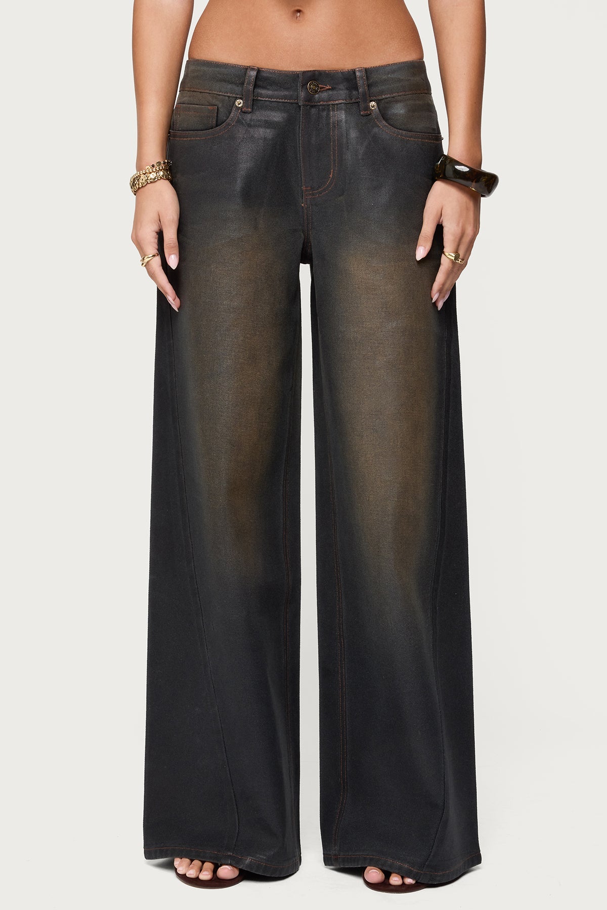 Oversized Mud Wash Low Rise Jeans