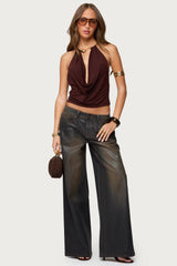 Oversized Mud Wash Low Rise Jeans