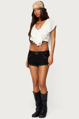 Studded Faux Suede Micro Shorts