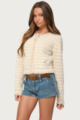 Aria Striped Fuzzy Knit Cardigan