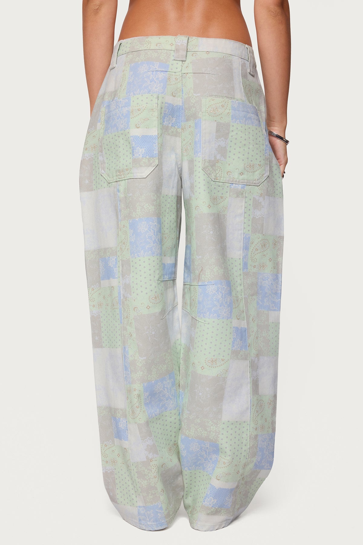 Patchwork Low Rise Baggy Jeans