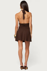 Rafaella Ruched Halter Mini Dress
