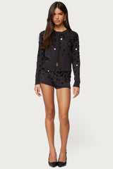 Cierra Sequin Knit Micro Shorts