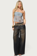 Astra Beaded Sheer Strapless Top