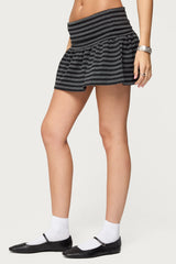 Moria Striped Fold Over Mini Skirt