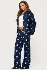 Leyah Polka Dot Low Rise Jeans