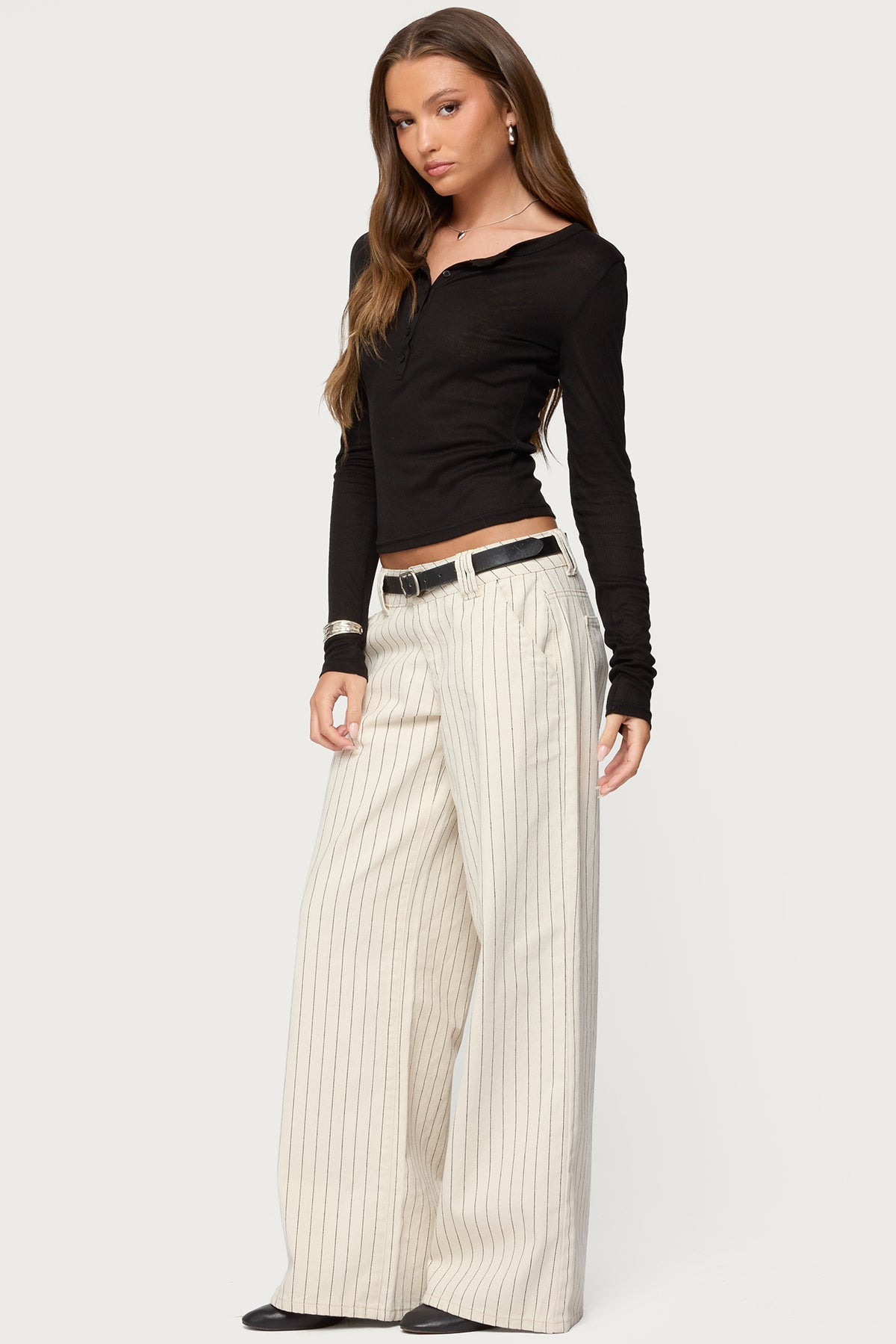 Cory Striped Low Rise Jeans