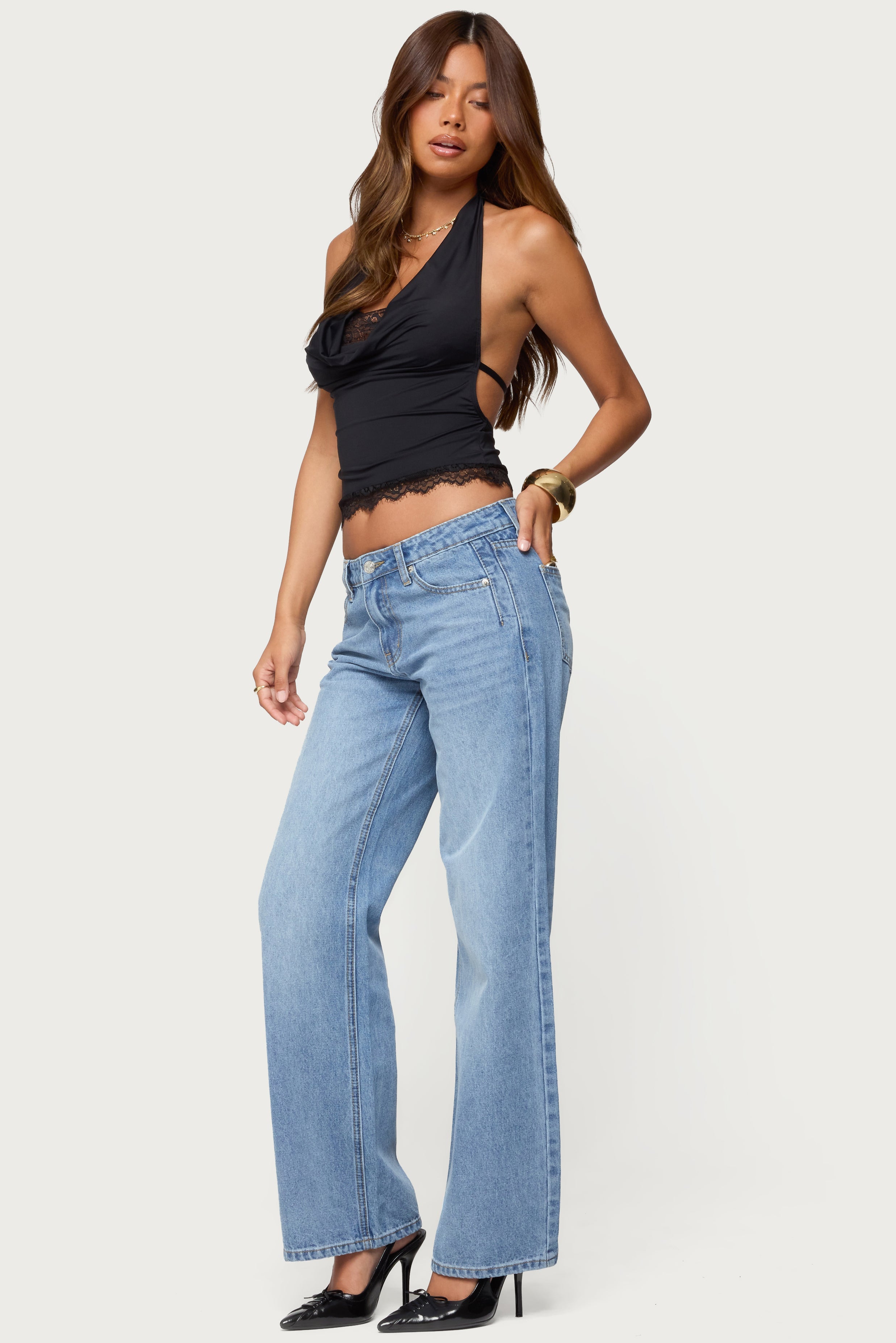 Holly Straight Leg Mid Rise Jeans