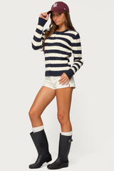 Mildred Striped Cable Knit Cardigan