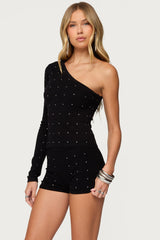 Harley Rhinestone One Shoulder Knit Top