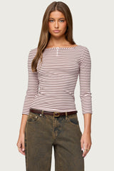 Avigyle Striped Boat Neck Top