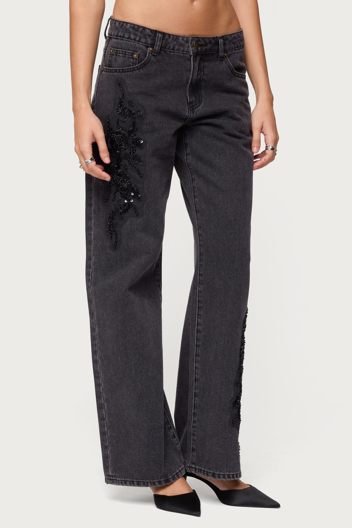 Rossa Beaded Low Rise Jeans