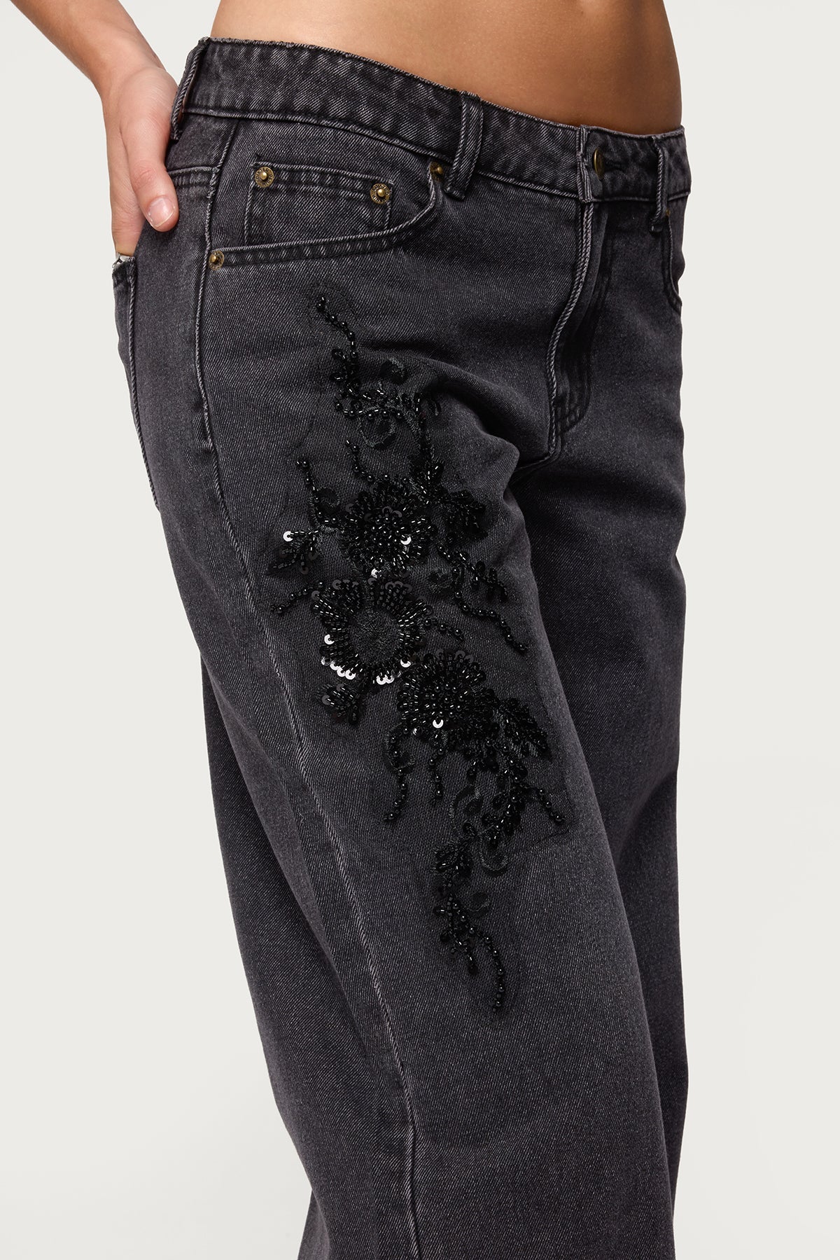 Rossa Beaded Low Rise Jeans