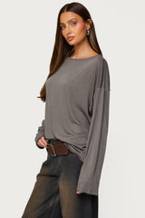 Oversized Semi Sheer Long Sleeve T Shirt