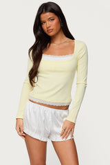 Joana Layered Lacey Henley Top