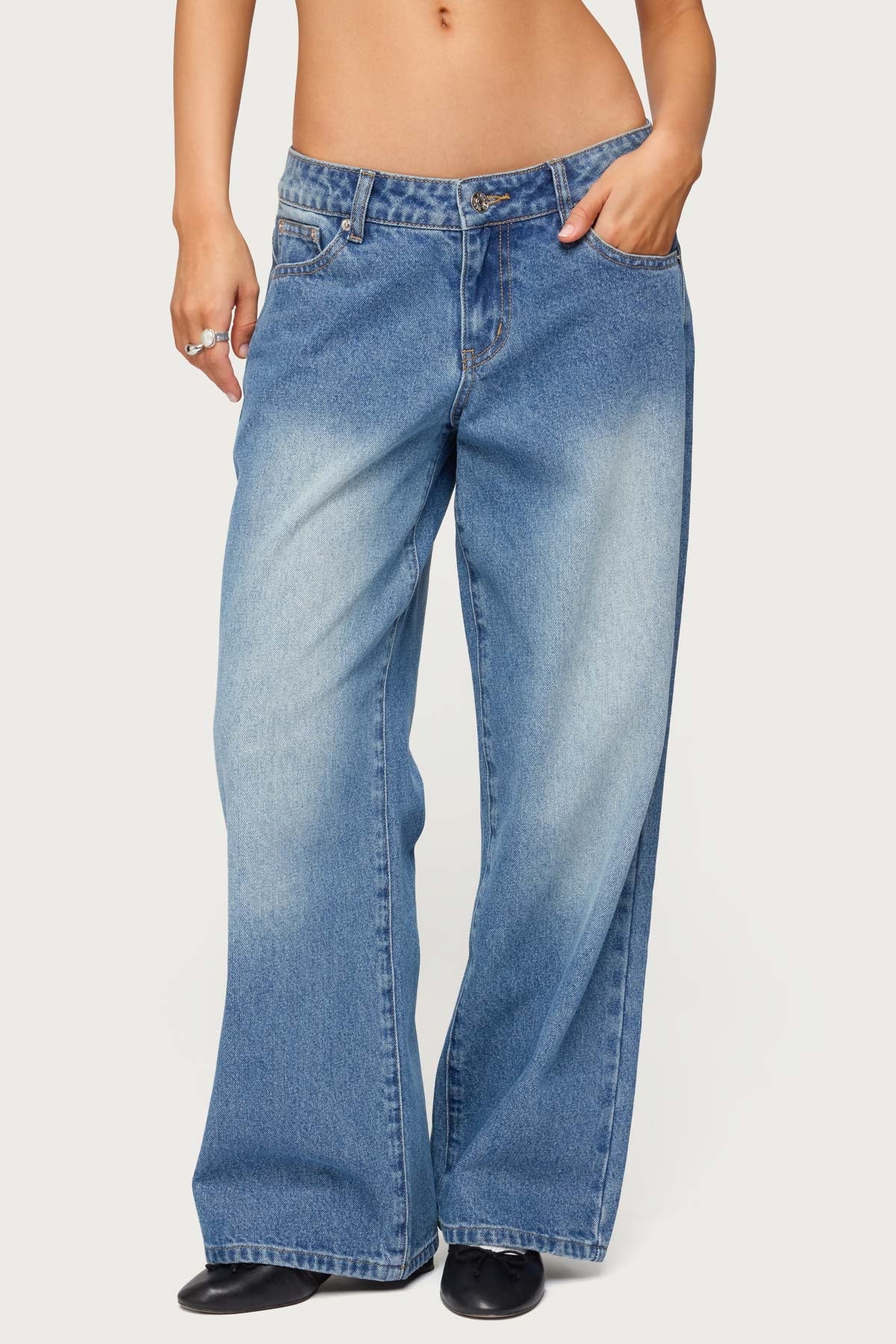 Petite Magda Low Rise Acid Wash Jeans