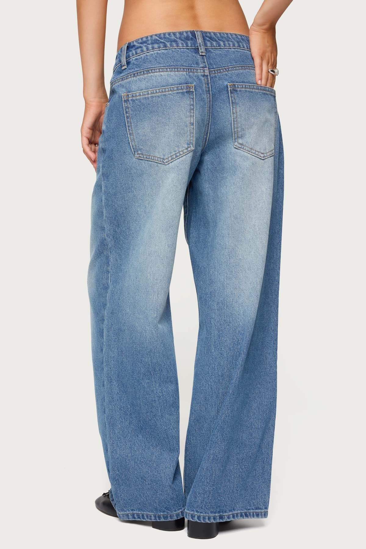 Petite Magda Low Rise Acid Wash Jeans