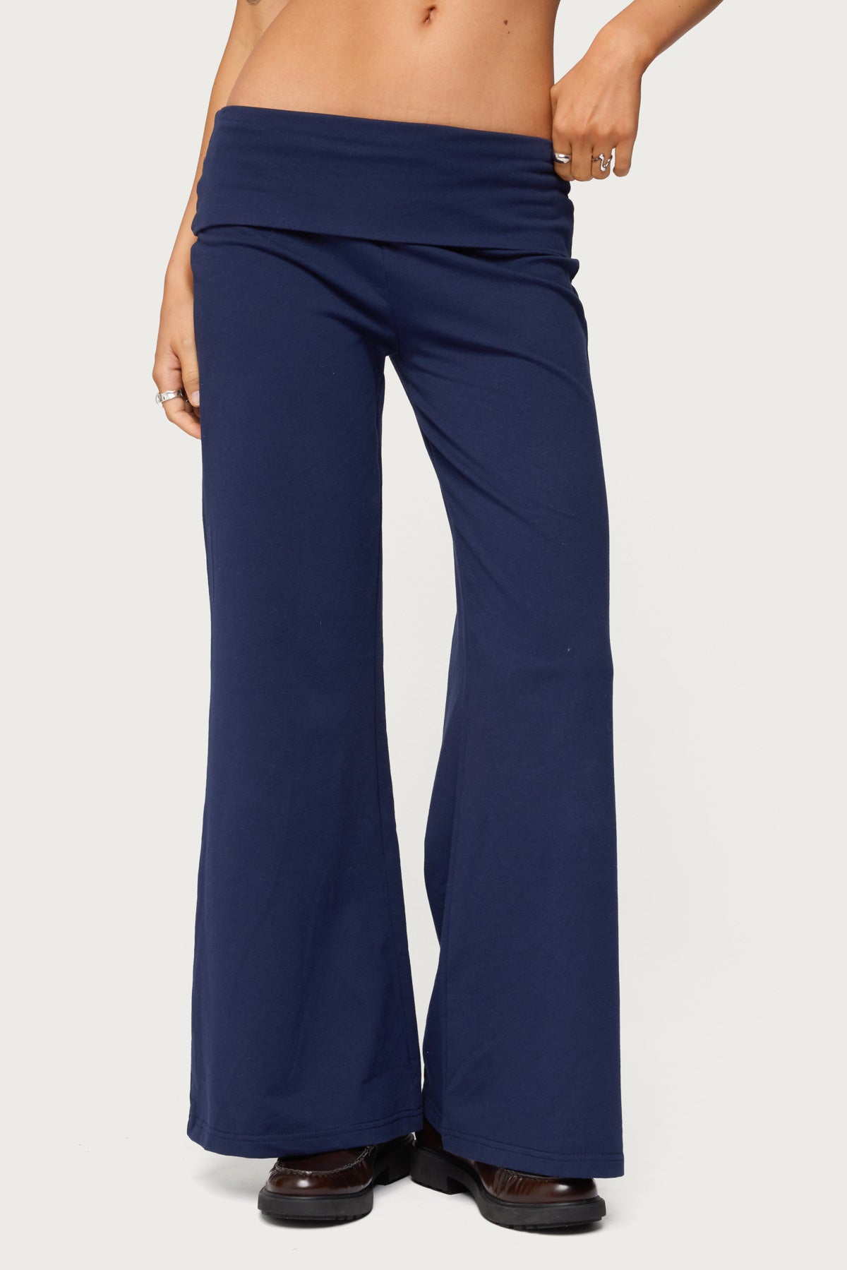 Petite Wide Leg Fold Over Pants