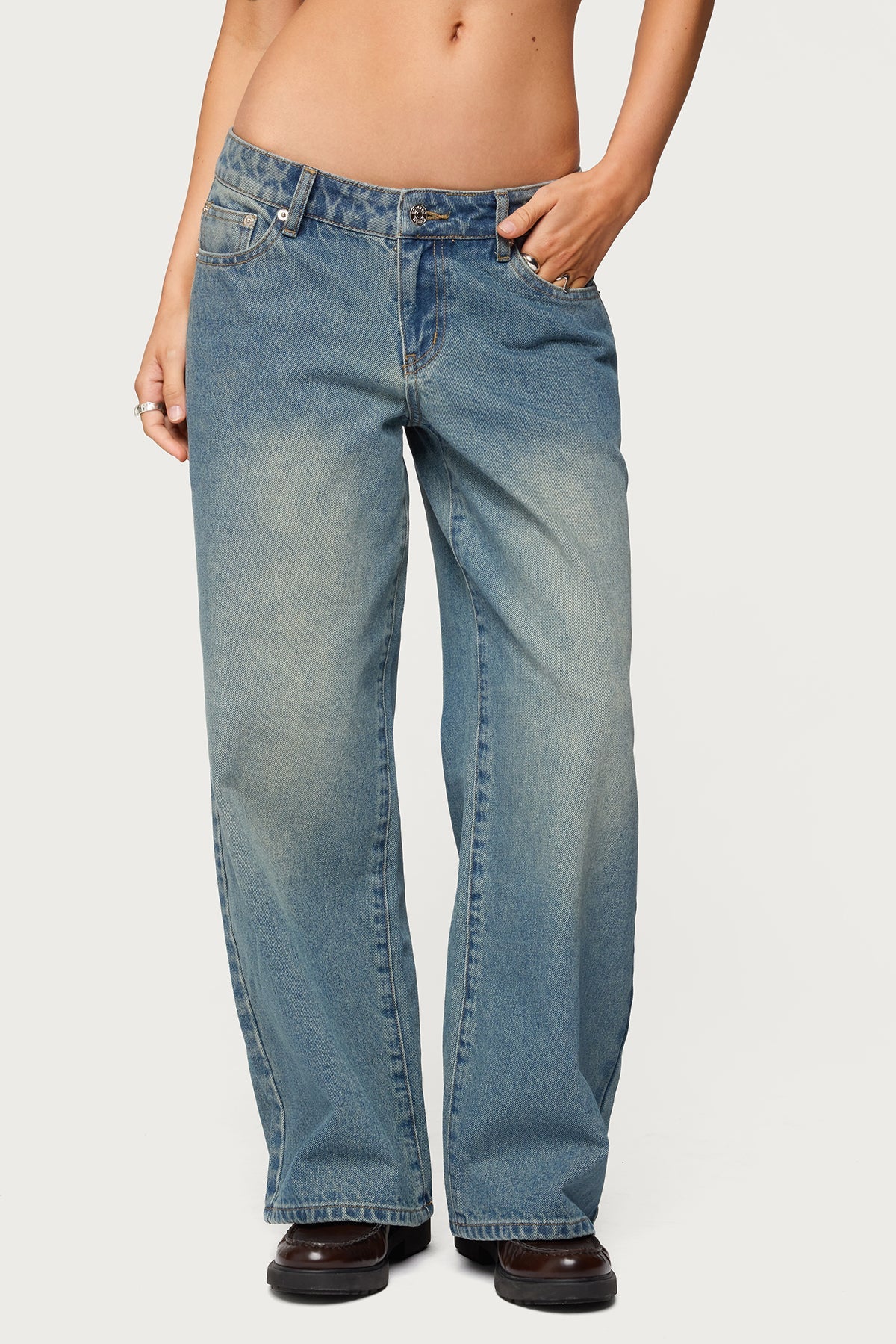 Petite Magda Low Rise Acid Wash Jeans
