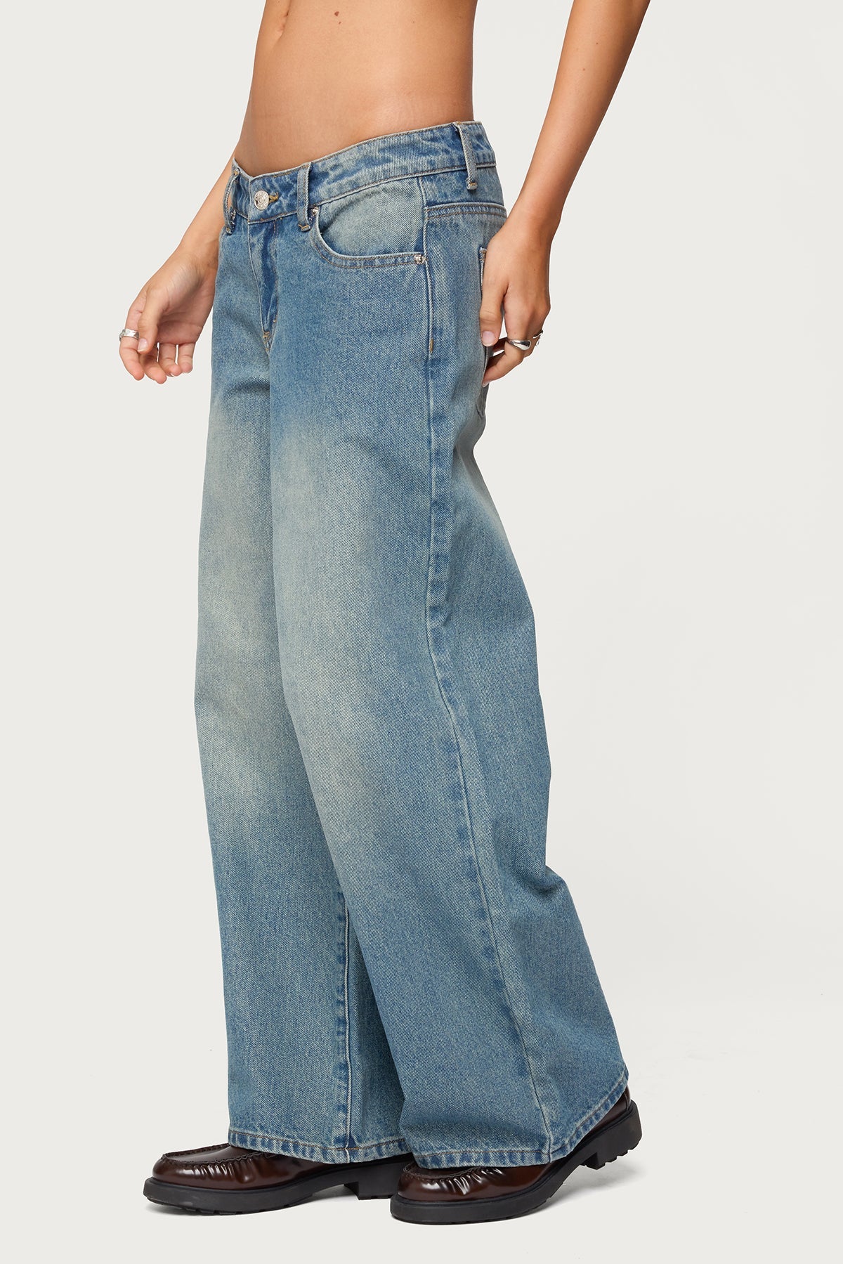 Petite Magda Low Rise Acid Wash Jeans