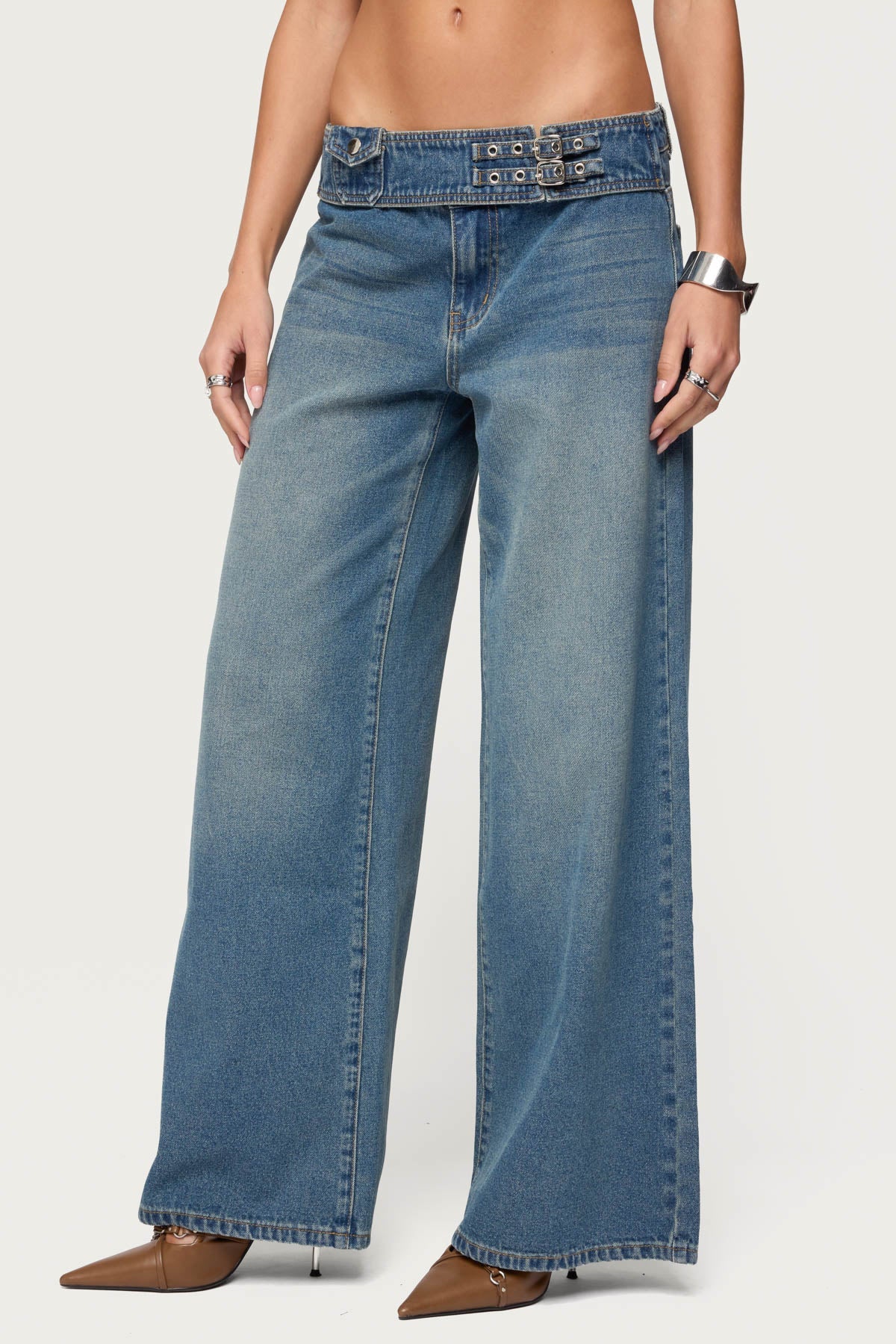 Double Buckle Low Rise Jeans